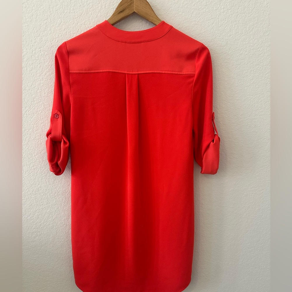 NWOT Trina Turk Women's XS Kaiko Orange crepe Shift dress  3/4 sleeve - Picture 9 of 13